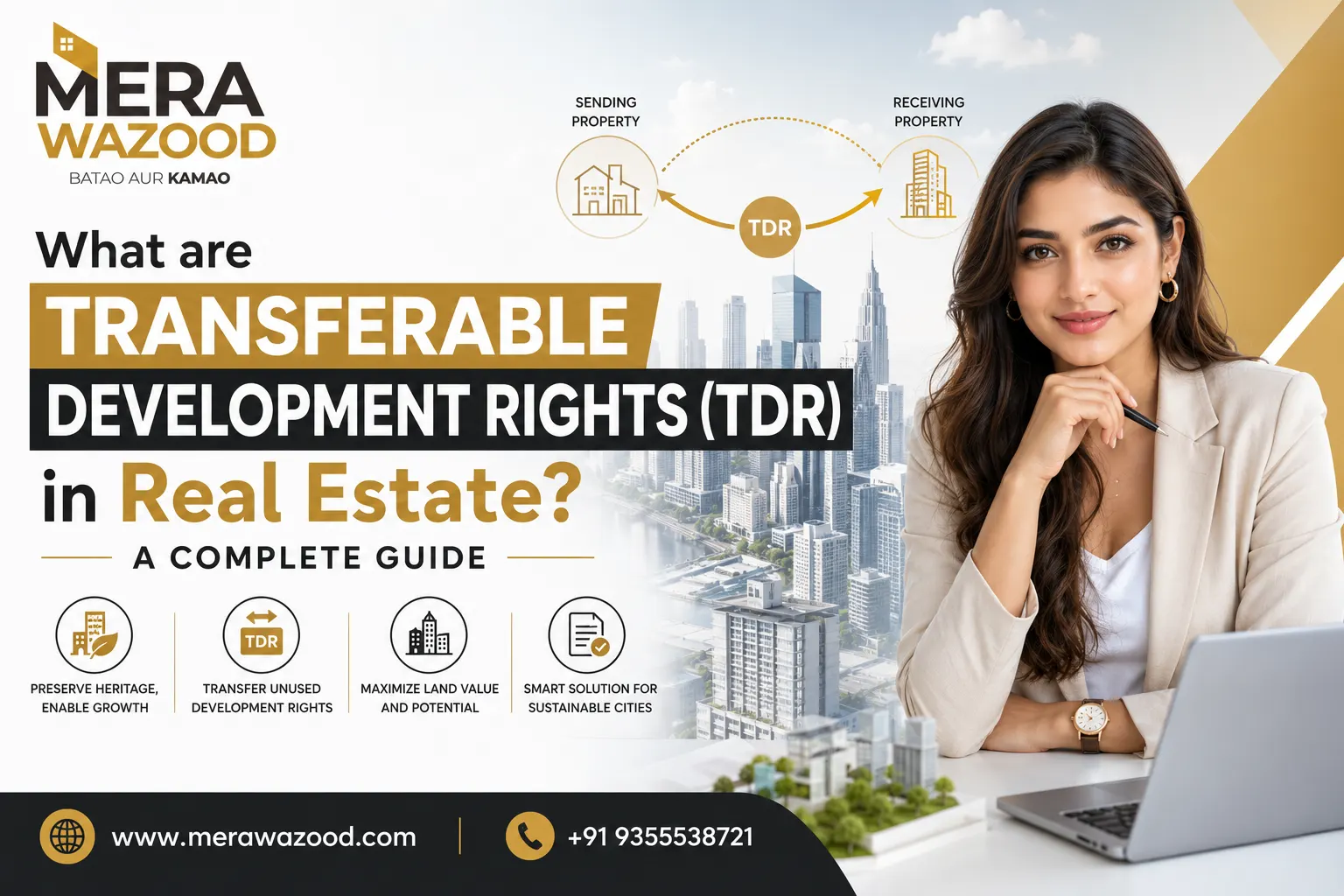 female real estate consultant explaining Transferable Development Rights (TDR) in modern urban development.
