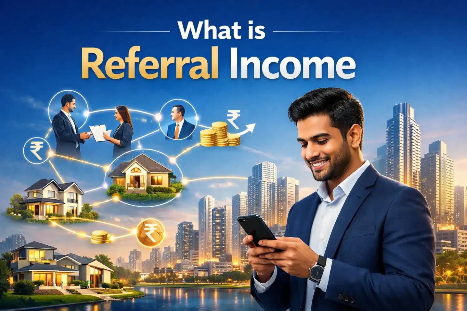 Young Indian professional earning referral income with Mera Wazood